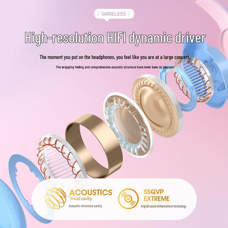 Беспроводная Bluetooth игровая гарнитура с кошачьими ушками и шумоподавлением для ноутбуков и мобильных устройств