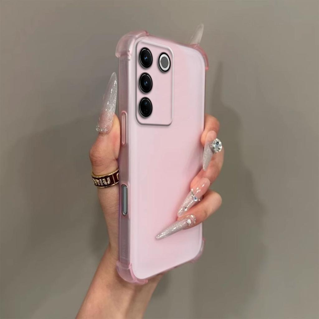 Matte Transparent Phone Case for Vivo V27e V27 Pro Frosted Semi-Clear Protective Shell