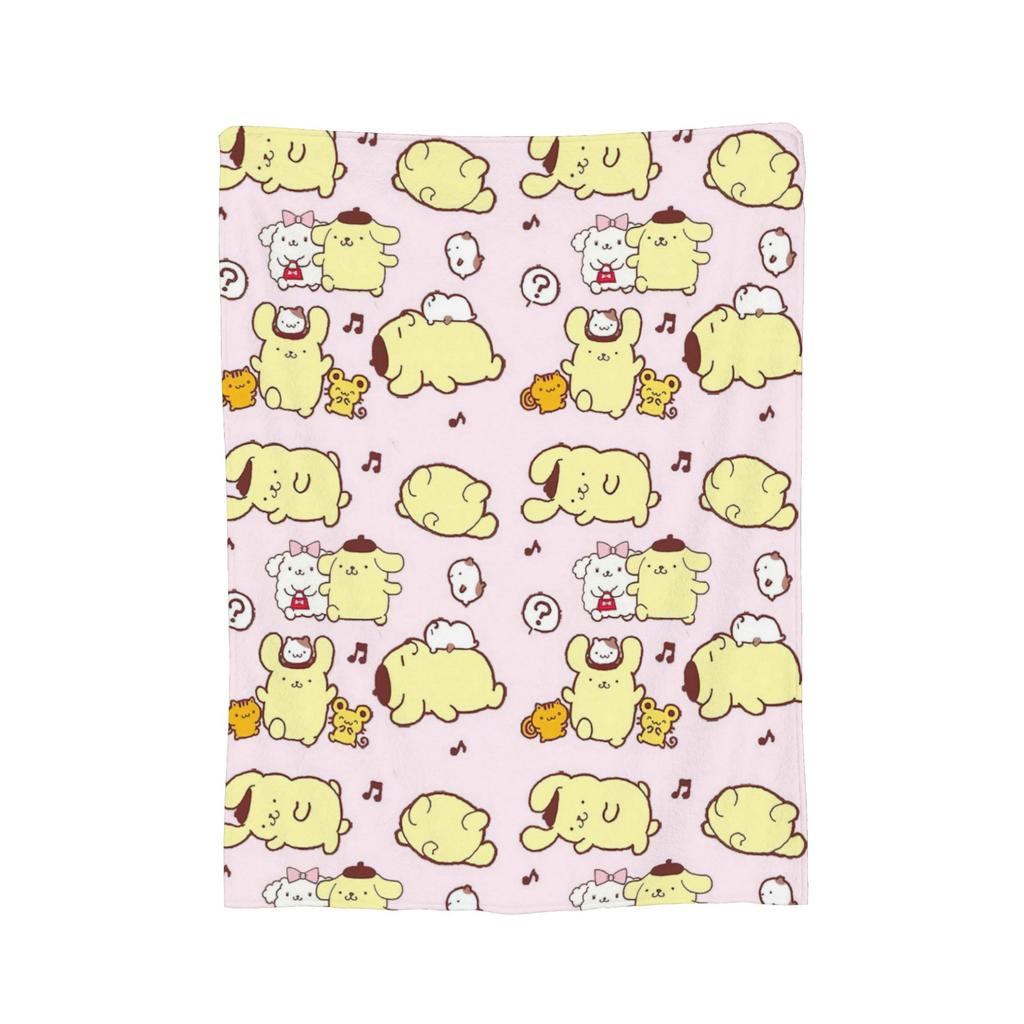 Плюшевое одеяло с помпонами Pom Pom Purin, забавное плед для дома, отеля, дивана, 150*125 см, одеяло