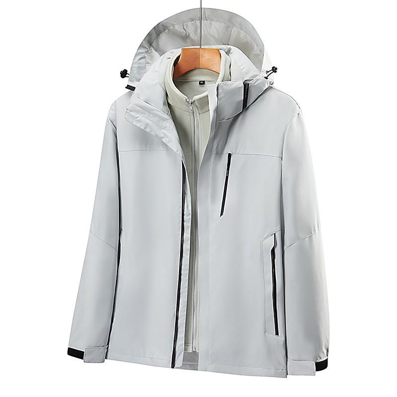 3-in-1 Fleece Lined Hooded Jacket Men Women Outdoor Hiking Camping Skiing 2111