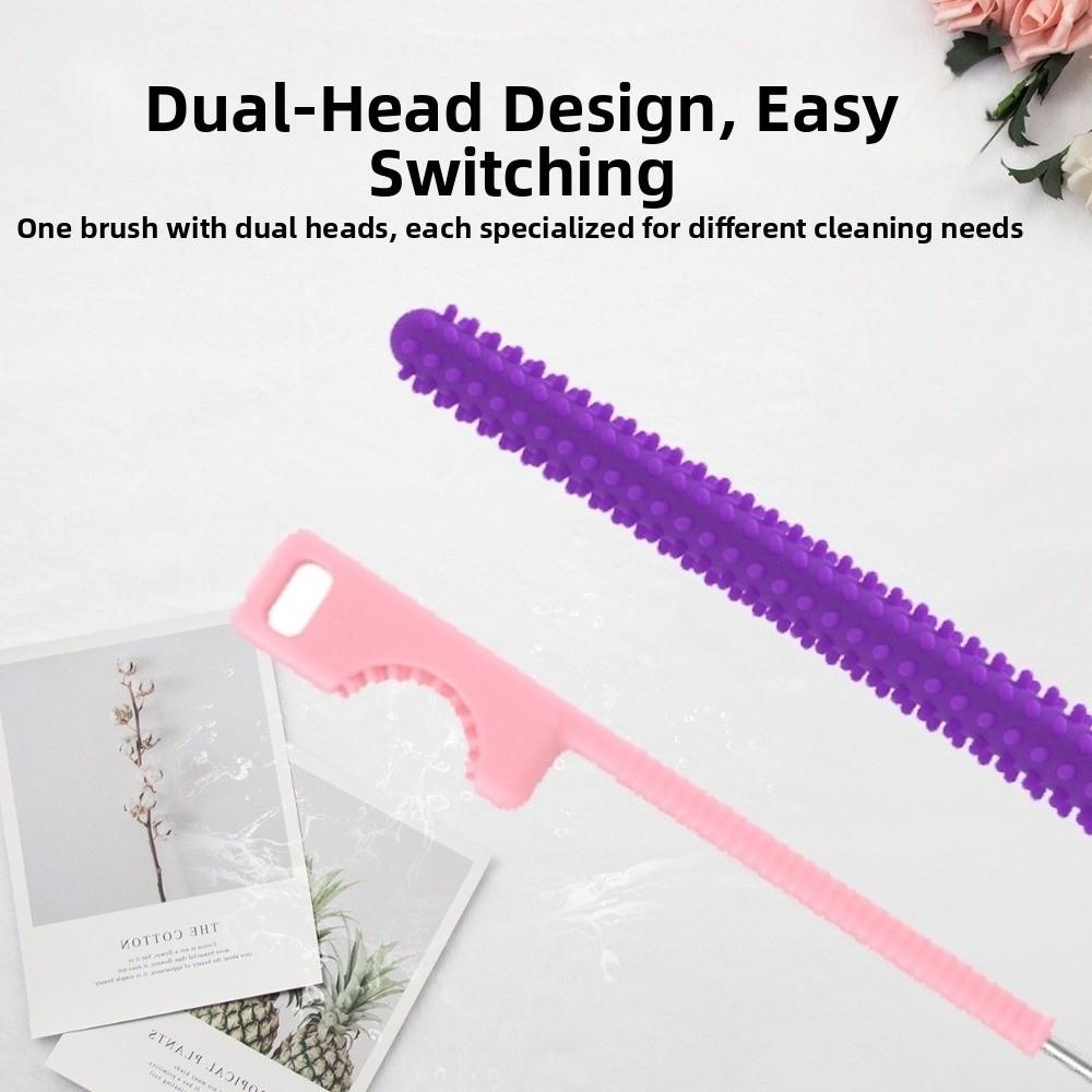 Dual-head Design Silicone Straw Brush Bendable Bottle Brush Extra Long Brush Pacifier
