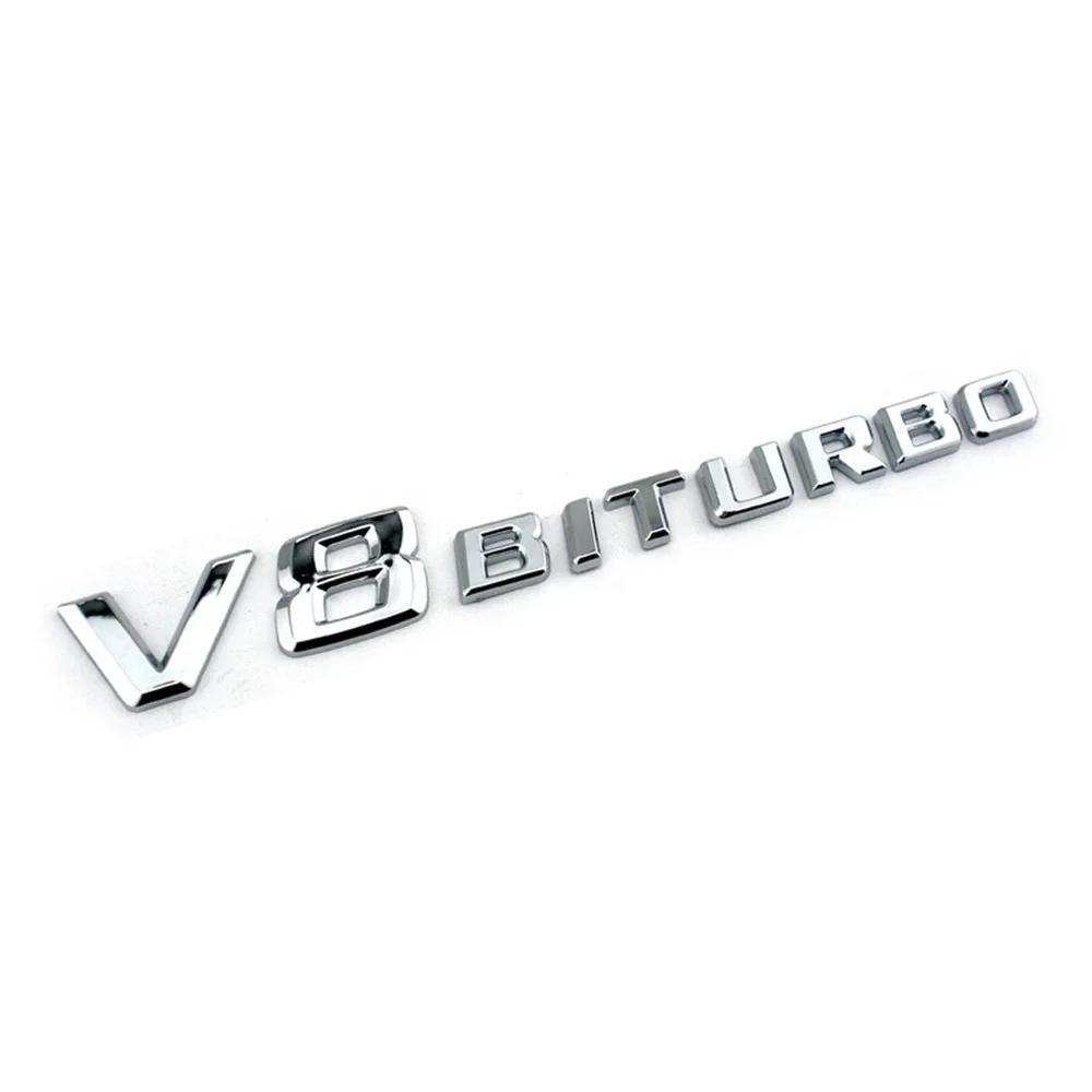 DCGO2 3D Side Fender V8 BITURBO Letters Logo Badge Sticker For Mercedes Benz AMG A C E S G M Class CLA GLA GLB GLC GLE SLS SLK SL CL