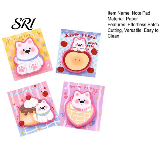 Creative Message Pads 4Pcs Cartoon Dog Shape Note Set Cute Self-Adhesive Memo Soft Adhesive Sheets for Students Office Removable Notepads Reminders