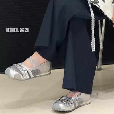 Женские балетки новая кожа ретро одинарная обувь внутренняя высота увеличение заклепка мелкий вырез Мэри Джейн обувь