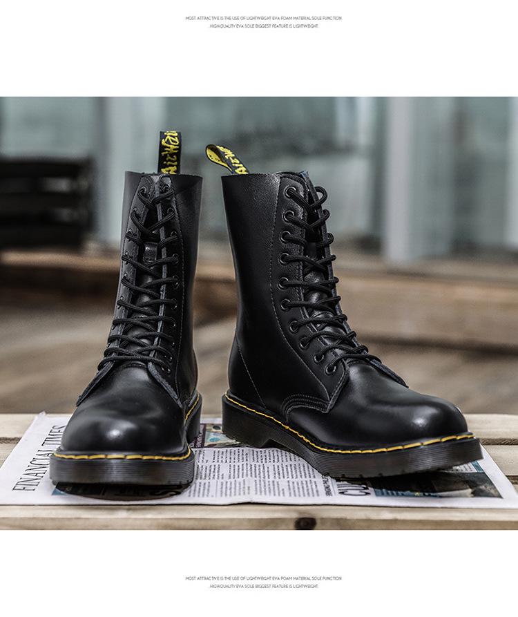 1490 Британский стиль, короткие кожаные ботинки большого размера для пары, с 10 отверстиями, с круглым носком, для мотоциклистов, для мужчин и женщин.