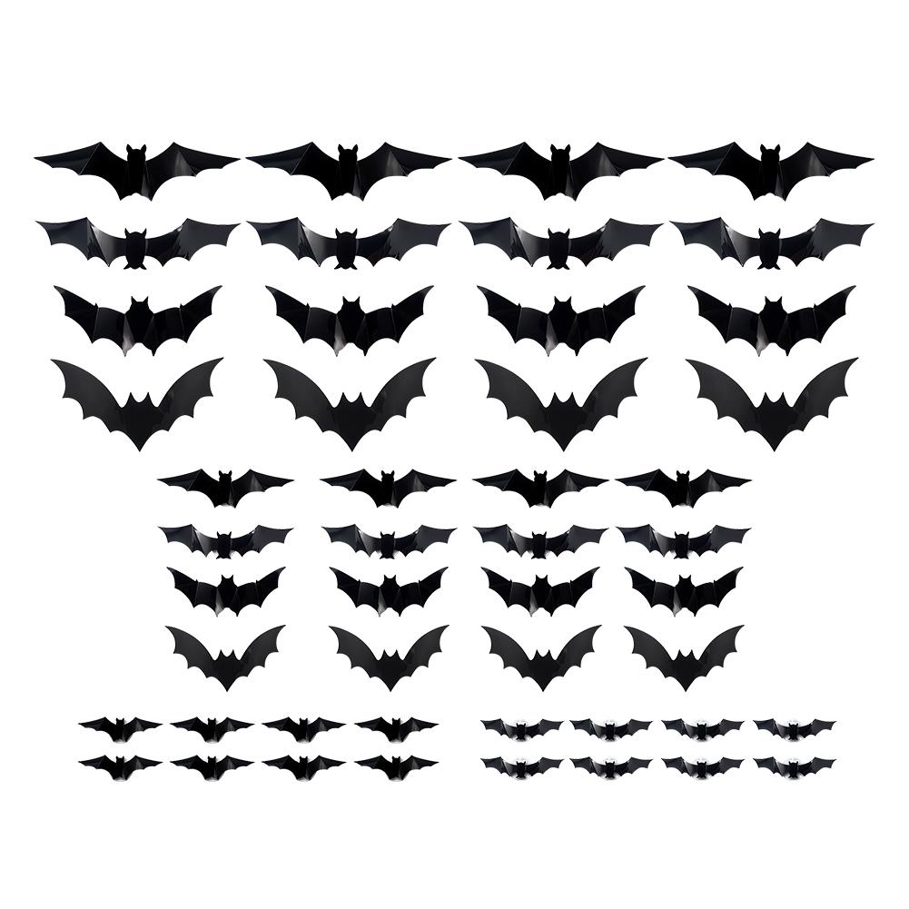60 PCs Halloween Bats Wall Decor Battery Powered Bats Decorations Wall Stickers for Halloween Party Bedroom Window Decorations