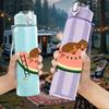 1PC Slice Watercolor Watermelon Print 750ml Color Plastic Sports Water Bottle Leakproof Flip Straw Lid Suitable for Sports Office Home Use