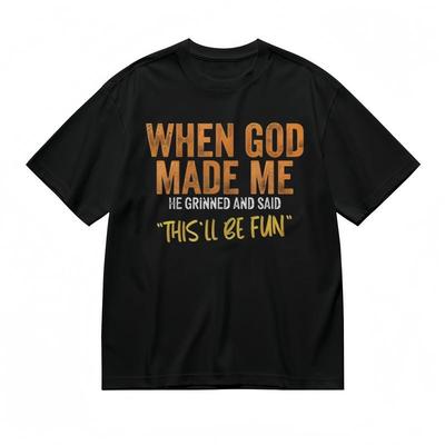 Женская дышащая классическая футболка на все сезоны WHEN GOD MADE ME с принтом