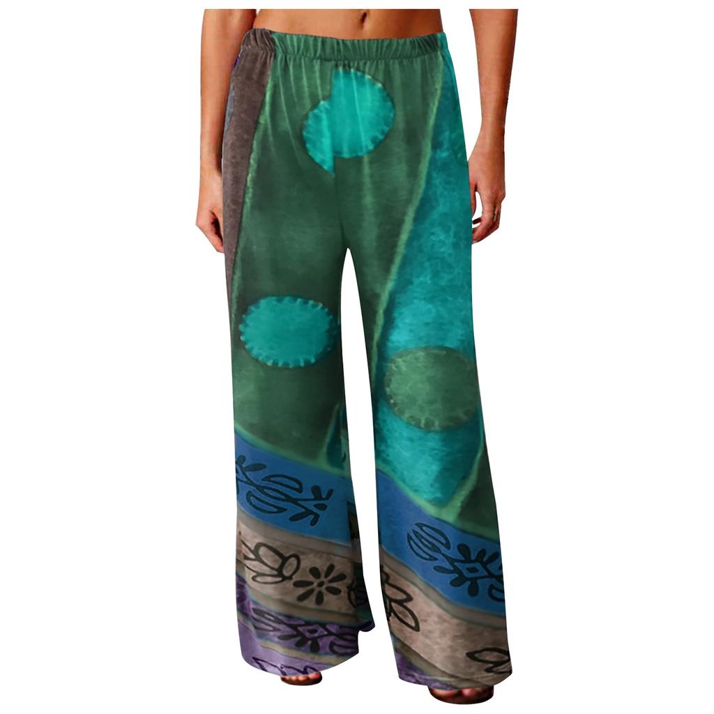 Модные женские туфли для отдыха в этническом стиле с ретро-принтом, свободные широкие брюки