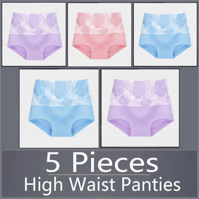5 шт., женское нижнее белье с высокой талией, хлопковые дышащие трусики, женские трусы, большие размеры, нижнее белье