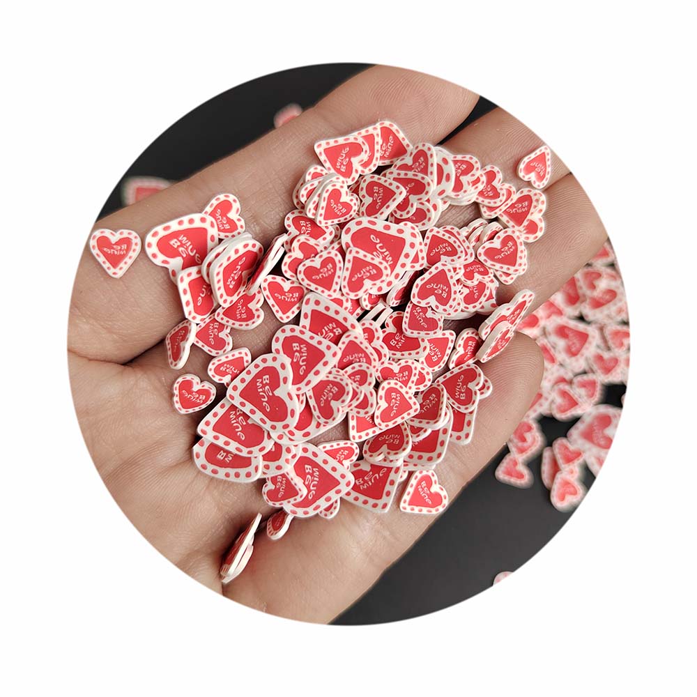 1kg Customized Red Heart Polymer Crafts Mini Soft Clay Handmade DIY Fillers Kids Slime Art Play Supplies