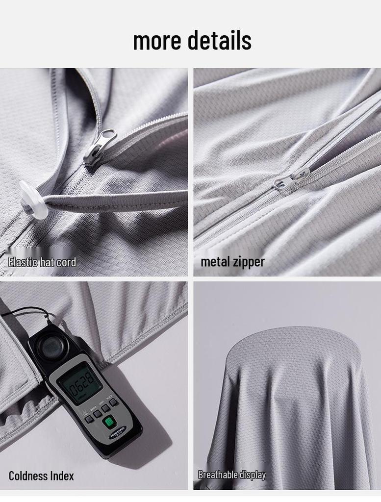 Унисекс летняя куртка из ледяного шелка с защитой от УФ-лучей и съемным козырьком - быстросохнущая, дышащая для рыбалки