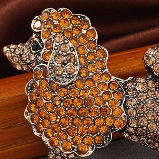 Креативная брошь в форме собаки в форме пуделя, сверкающее пальто со стразами, булавка с лацканами, платье, шаль, шарф, шапка, значок животного, ювелирное изделие, подарок