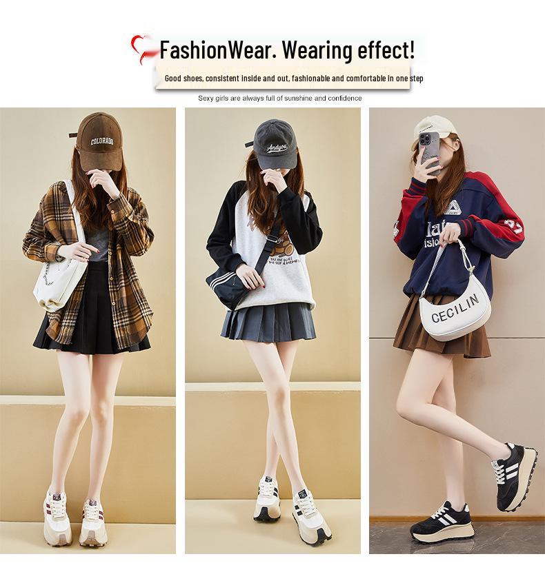 Korean Style Women's 2025 Spring Forrest Gump Shoes - Thick-Soled, Height-Increasing Casual Running Shoes HL871-1