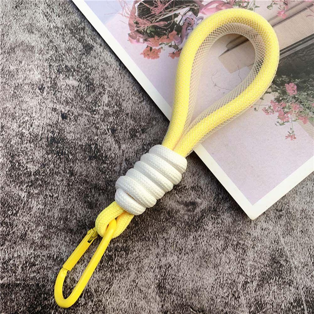 Bag Pendant Fluorescent Lanyard Phone Strap Braided Strips Keycord Key Rings Mesh Lanyard Keychains