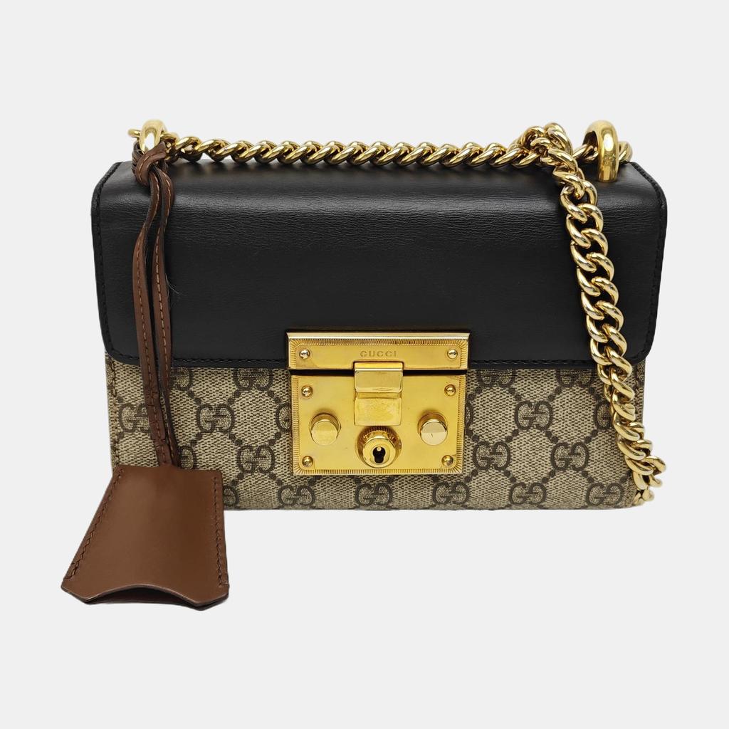 [Pre-Owned] Padlock Moonlight Treasure Box Series Metal Lock Logo Canvas And Leather Crossbody Bag Small - Very Good #EY1HYJ