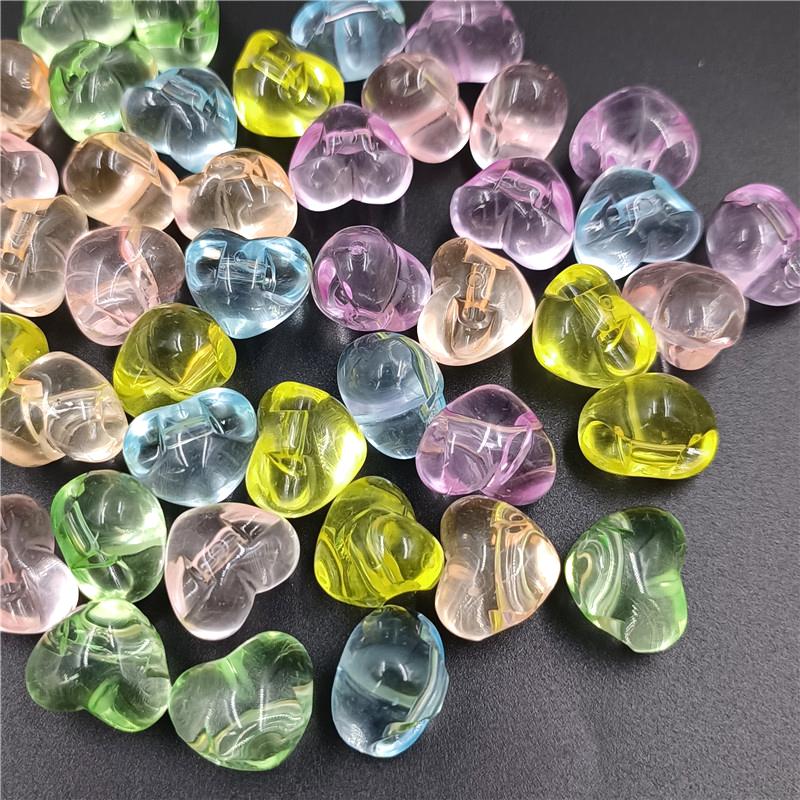 10 шт. акриловые бусины в форме сердца, прозрачные желеобразные бусины с обратной стороной, перфорированные бусины, сделай сам, ожерелье, браслет, аксессуары для изготовления ювелирных изделий