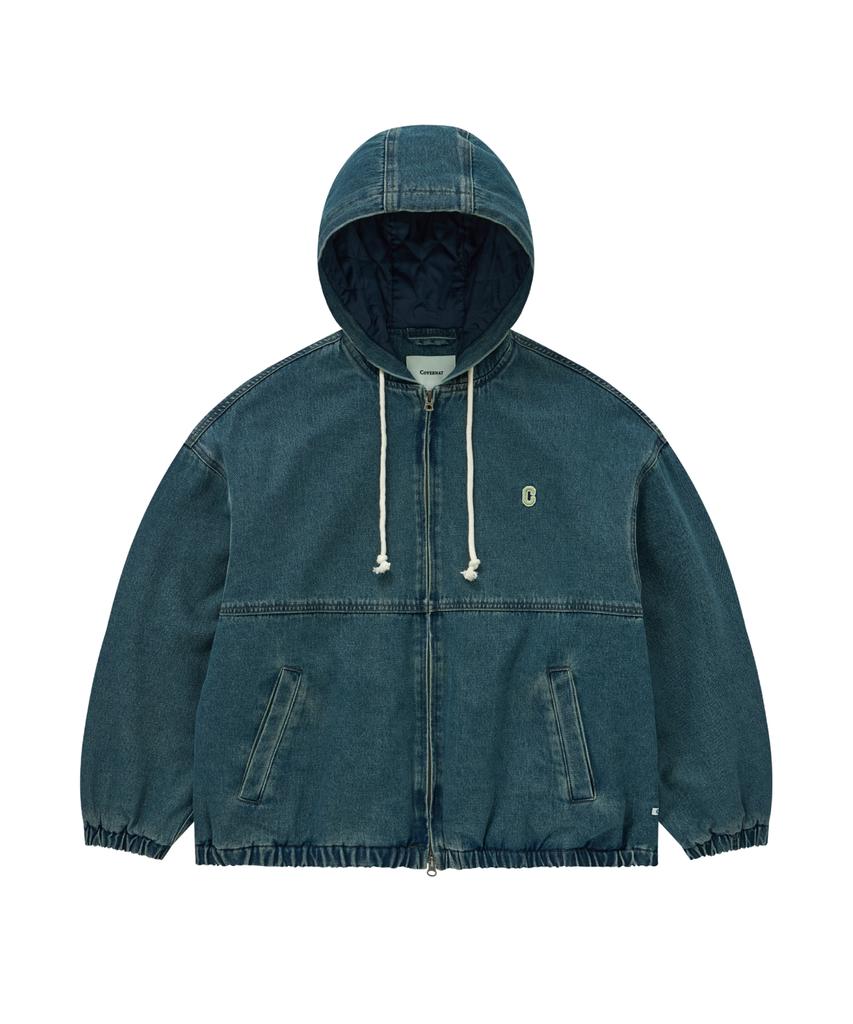 COVERNAT Ring Thread C Logo Denim Hooded Jacket Light Blue