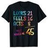 Смешной подарок на день рождения 45 лет 45-й день рождения Родился в 1980 году Футболка Унисекс стиль Рубашки для женщин Мужская одежда Уличная одежда Y2k
