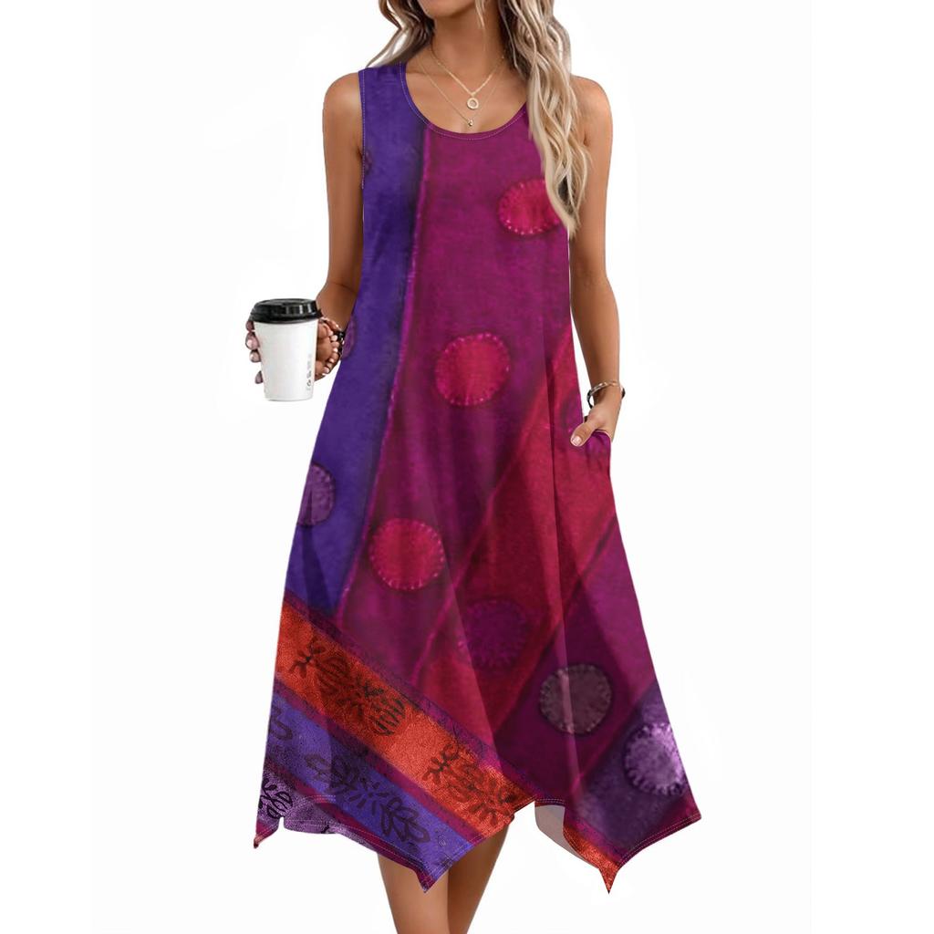 Женское повседневное платье на лето, платье-майка, свободное пляжное платье с карманами, расклешенный миди-сарафан