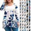 Женская мода большого размера с круглым вырезом и длинным рукавом, повседневный свободный пуловер с принтом