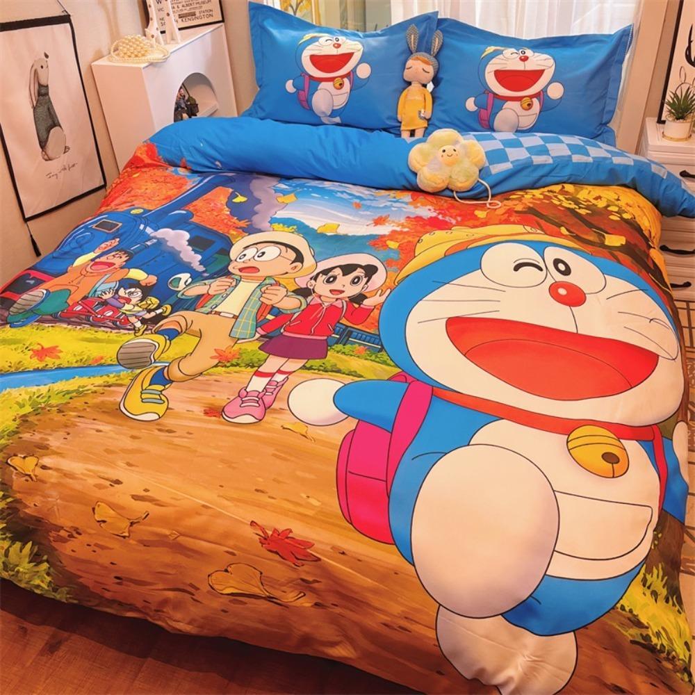 Синий роботизированный кошачий спальный набор, Детский подарок Подросткам взрослым Микрофибра двуспальная 2/3 предмета Пододеяльник на молнии Декор комнаты