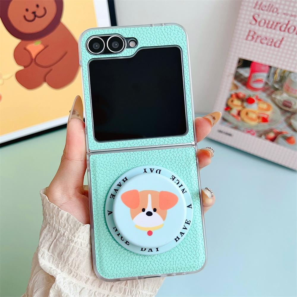 Магнитный держатель Чехол из ПУ кожи для телефона Samsung Galaxy Z Flip 7 6 5 4 Flip7 Flip6 Flip5 Flip4 Прозрачный край Защитная крышка