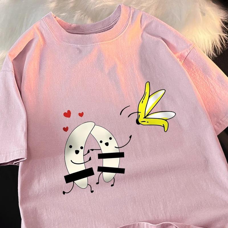 2026 New Unisexs Summer Tshirt 100 Cotton Banana Print Breathable Harajuku Style Casual Loosefit Shortsleeve Tee