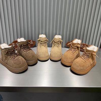 Популярная модная обувь на толстой подошве с высоким голенищем, женские новые осенне-зимние матовые короткие ботинки на шнуровке, детская трендовая