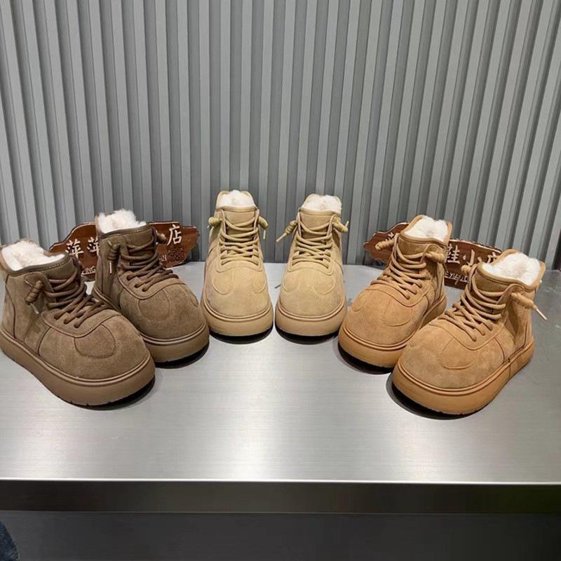 Модные ботинки-дутики на толстой подошве с высоким голенищем для женщин, осенне-зимние новые матовые ботинки на шнуровке, детская трендовая модель