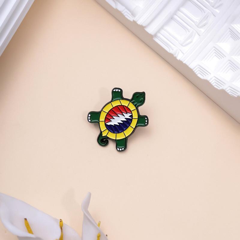 Eyecatching Turtle Cartoon Brooch Unique Alloy Pin For Rock Music Enthusiasts