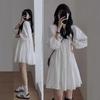 Women's White Puff Sleeve Shirt Dress - Spring/Summer 2024 Yunnan Travel Outfit
