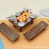 Simulation Cute Mini Playhouse Barbecue Table And Chairs Pizza Wine Glass Set Food Game Model Small Ornament Children'S Toy