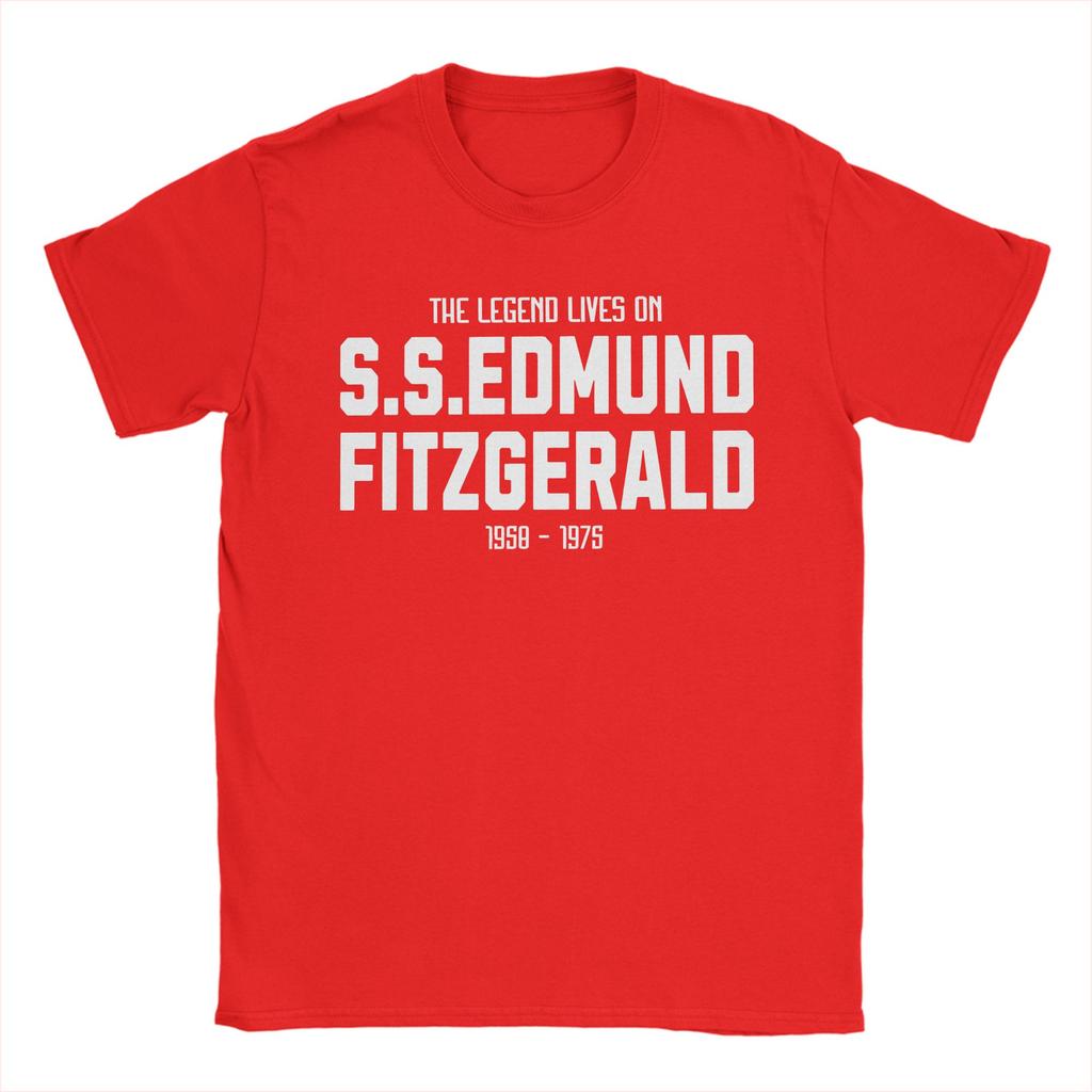 Edmund Fitzgerald T-Shirt Summer Great Ship Pure Cotton T Shirts For Men Hip Hop Casual Tshirt Short Sleeve Streetwear Tops