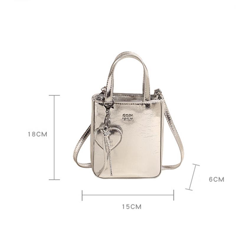 Модная сумка через плечо из искусственной кожи, мини-сумка через плечо из серебра, высококачественная маленькая квадратная сумка для женщин и леди