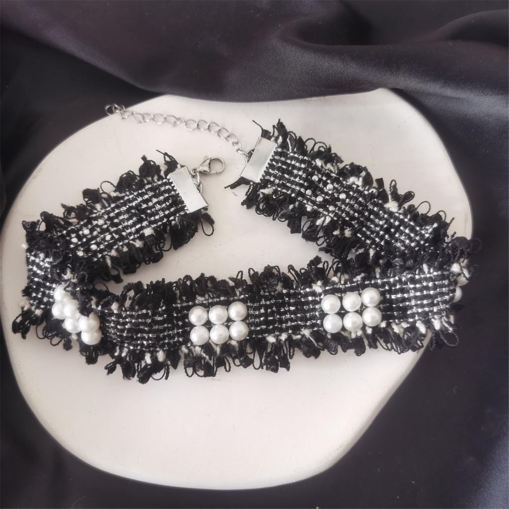 Маленькое цветочное жемчужное колье-чокер Милое крутое колье-воротник Цепочка на шею Свадебная вечеринка Ювелирное украшение Подарок для женщин девушек