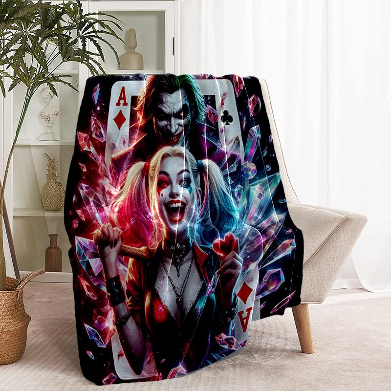 Harley Quinn Joker Print Blanket - Soft & Comfortable, for Bedroom, Travel, Sofa, Home Decoration - Birthday Christmas Gift for Friend
