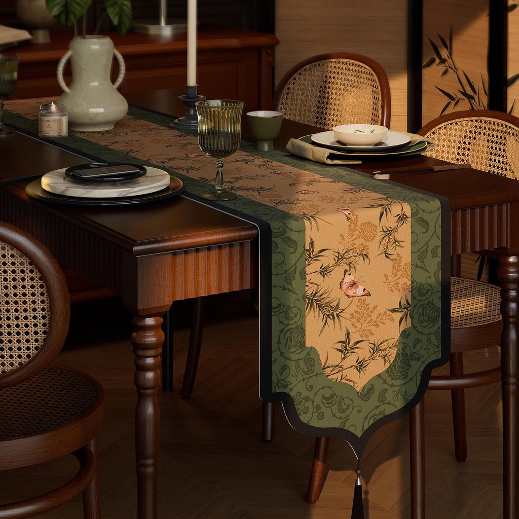 Medieval Table Flag Light Luxury High-End Dining Table Flag Cloth Tablecloth Long Cotton And Linen Fabric Shoe Cabinet Tv Cabinet Bucket Cabinet Cover