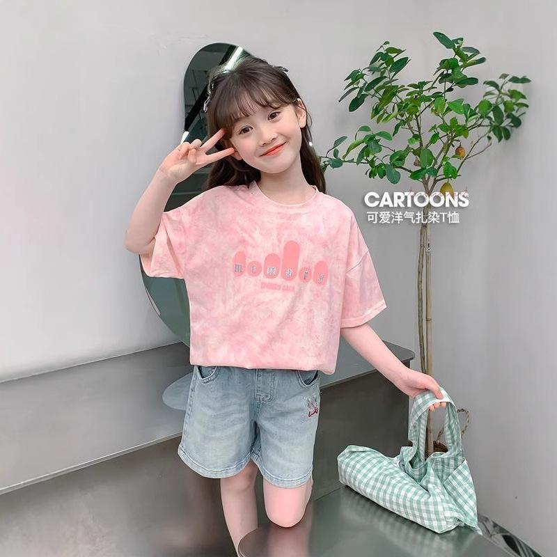 Girls Summer Stylish Short Sleeve T Shirt Fashionable Kids Tops