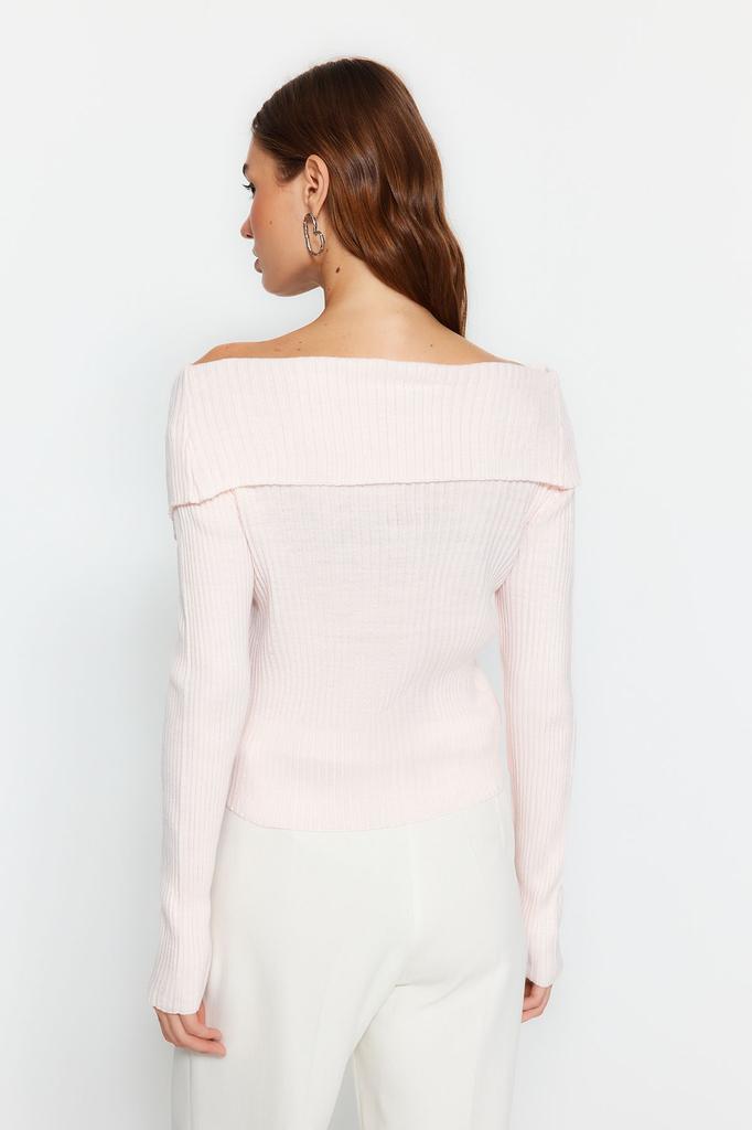 Женский элегантный кардиган, пудровый трикотаж с отложным воротником, кардиган