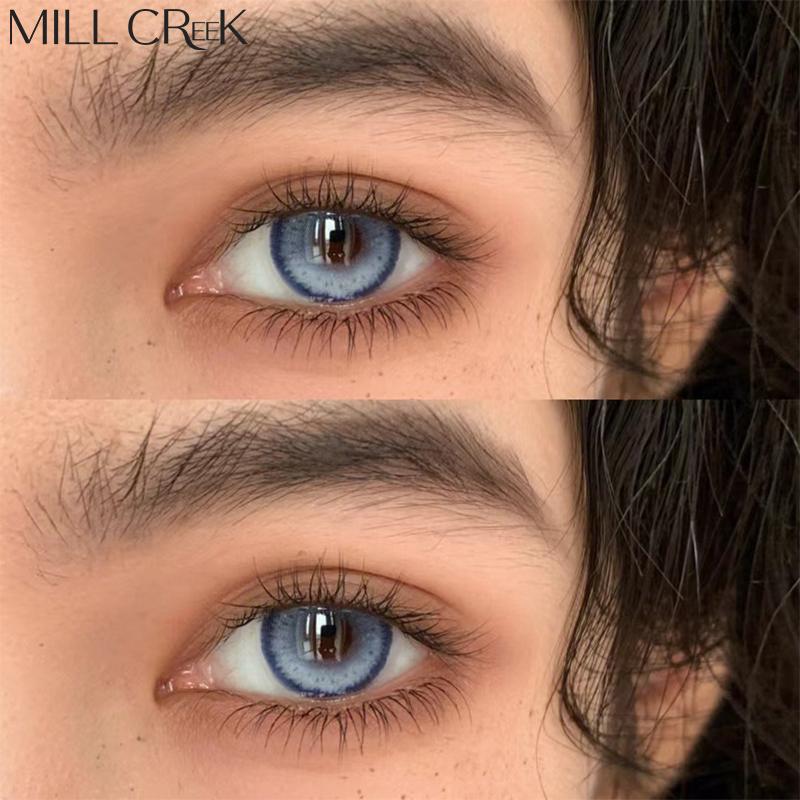 Mill Creek Color Contact Lenses with Grade Cosmetics Korean Beauty 14.5MM 0 Power Natural Color Diopter Eye 2pcs Annual Use Myopia Contact Lenses