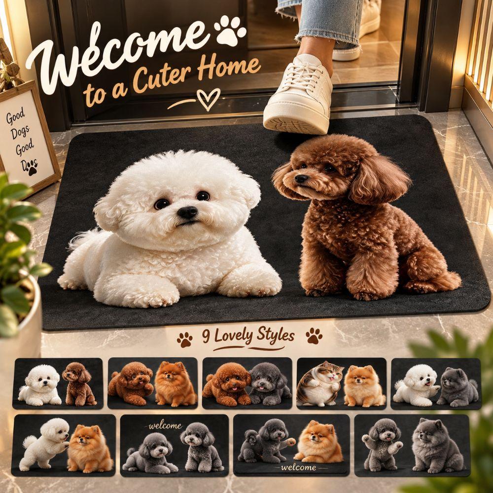 Non-Slip Dog Area Rug 2D Cartoon Carpet Soft Home Decor Carpet Living Rooms