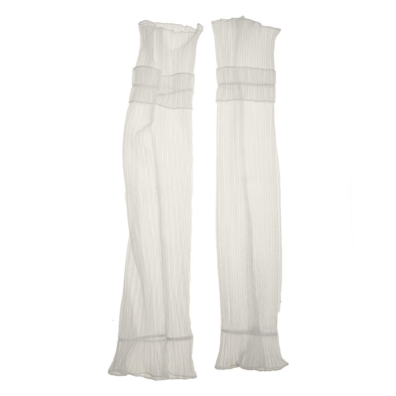 Women's Long Ultra-Thin Lace Arm Sleeves Cooling Mesh Sheer Ruched Tulle Lace Sunscreen Fingerless Arm Sleeves For Outdoor Activity