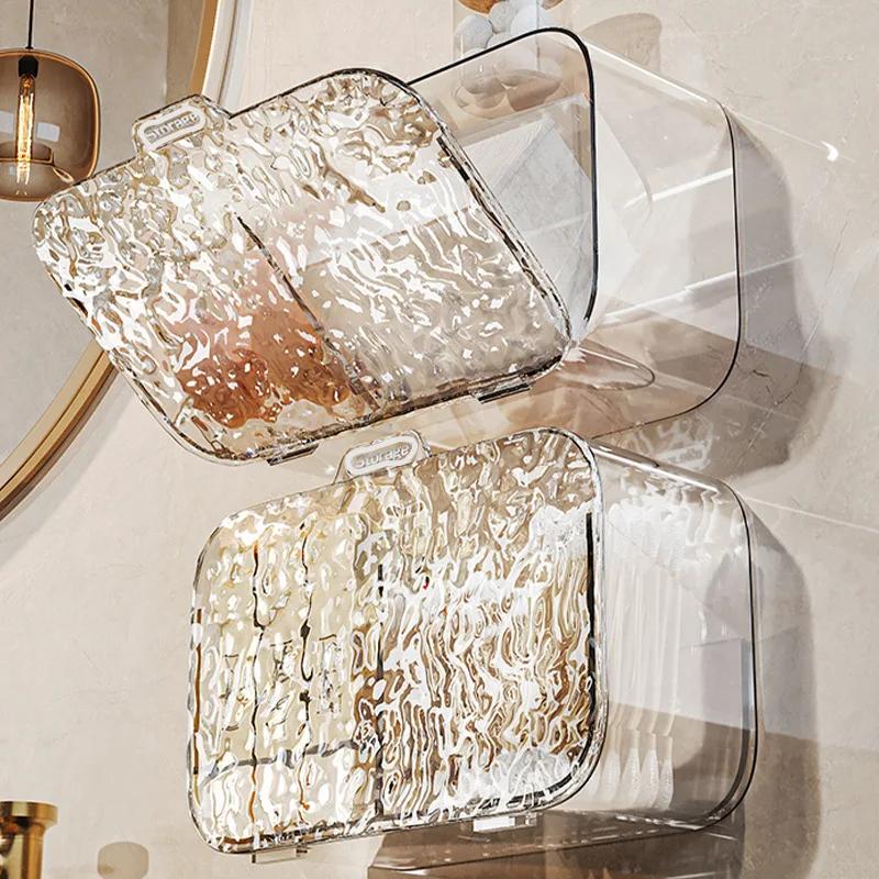 Многофункциональный органайзер для косметики с узорами ледника: Идеально для хранения в ванной без сверления отверстий. Коробка для хранения хлопка