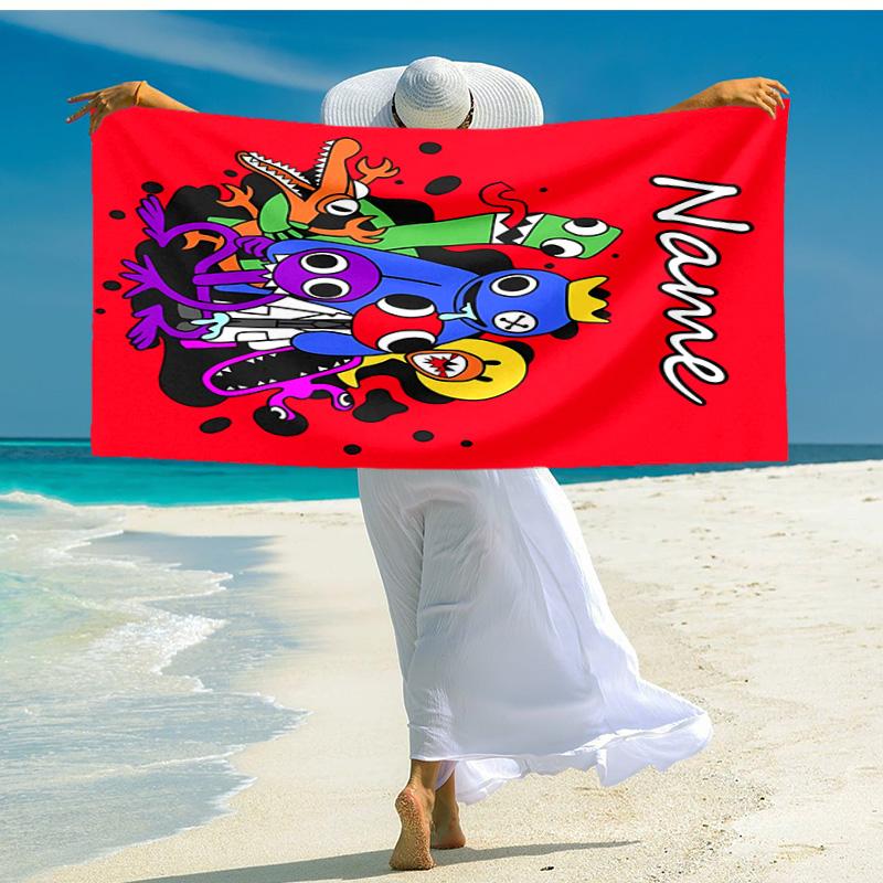 Personalized customized proof beach towel with Rainbow Friends pattern - soft, absorbent,quick-drying,perfect swimming,camping&bathing
