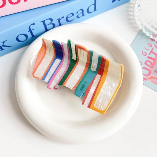 Book-shaped Hair Claw Pencil Design Hair Clip Patchwork Color Back Head Hair Clip Back To School Hair Accessory Headgear