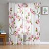 Beautiful Blooming Branches Tulle Window Curtain For Living Room Bedroom Voile Sheer Curtains Kitchen Treatments Drapes
