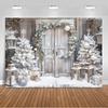White Christmas Snow Scenery Background Xmas Tree Garland Gifts Photography Backdrop Family Xmas Party Decoration Photo Studio
