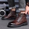 Men's Retro High-Top Martin Winter Boots - Thick Sole, Plus Velvet, Leather, Trendy & Warm for Outdoors