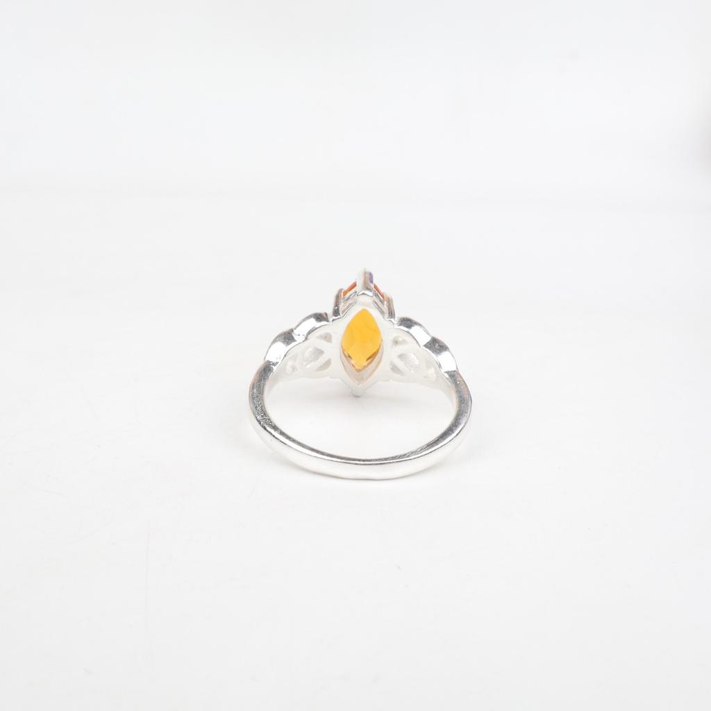 Natural Citrine Gemstone 925 Sterling Silver Jewelry Women's Boho Ring For Gift CZR-5-4